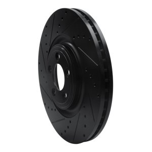 Jaguar F-Type Brake Rotor (1) - Front Left - R1 Concepts - Drilled & Slotted - Black - `06-`21